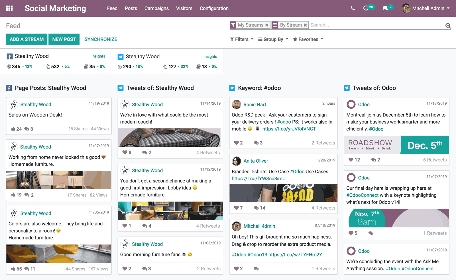 odoo social marketing
